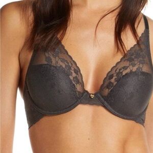 Natori 34 D charcoal Cherry Blossom Convertible Bra